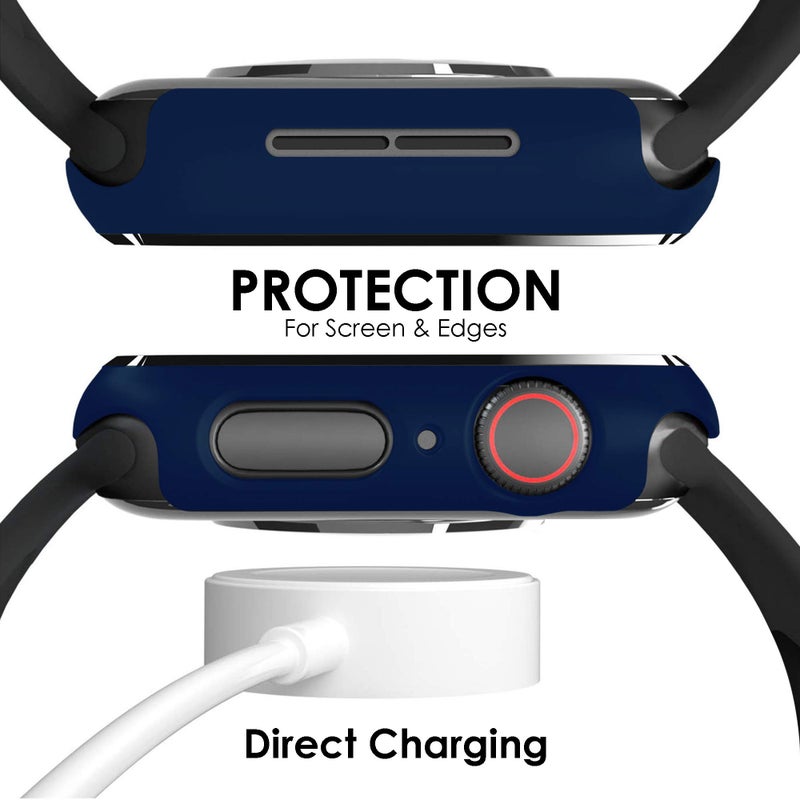 Pokanic [2 Pack Compatible with Apple Watch 3 2 1 SE Series iWatch 9H Tempered Glass Case Full Screen Protector Cover Scratch (Midnight Blue, 38mm) - Image 3